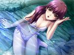  800x600 brown_eyes konoe_sunao long_hair purple_hair rock rocks swimsuit tsuyokiss wet 