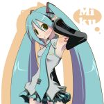  binzume_suika hand_on_headphones hatsune_miku headphones tagme twintails vocaloid 