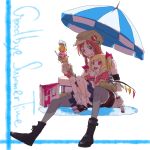  casual contemporary flandre_scarlet food hong_meiling ice_cream parasol satou touhou umbrella 
