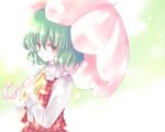  bust green_hair kazami_yuuka light_smile parasol plaid plaid_skirt plaid_vest red_eyes short_hair skirt skirt_set suzuki_(chidori) touhou umbrella 