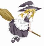  blonde_hair braid broom broom_riding hat kirisame_marisa kiriya kiriya_haruhito solo touhou witch_hat 