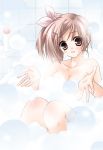  bathtub brown_eyes brown_hair bubble bubbles minase_lin nude 