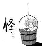  girl_in_bucket in_bucket in_container kiku_hitomoji kisume monochrome toru_tooru touhou 