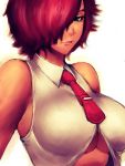  breasts cleavage hair_over_one_eye humio king_of_fighters large_breasts lips necktie red_hair redhead short_hair snk solo under_boob underboob vanessa 