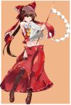  gohei hakurei_reimu highres japanese_clothes long_hair miko ribbon ribbons shiba_murashouji touhou 