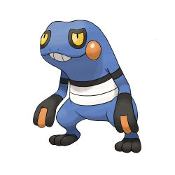  croagunk full_body no_humans nostrils official_art pokemon pokemon_(creature) pokemon_dppt pokemon_focus simple_background smile solo sugimori_ken teeth third-party_source white_background 