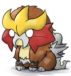  chibi entei full_body gen_2_pokemon kashiwa_(3920kashiwa) lowres no_humans o_o pokemon pokemon_(creature) simple_background sitting solo white_background white_eyes 