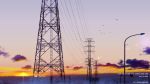  2011 bird copyright_request highres isai_shizuka lamppost no_humans outdoors power_lines scenery sunset transmission_tower 