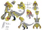  absurdres artist_request claws dragon gen_7_pokemon grey_skin highres kommo-o official_art pokemon pokemon_(creature) pokemon_(game) pokemon_sm reference_sheet scales scan tail 