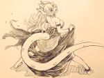  1girl back bad_id bad_twitter_id barefoot bowsette bracelet breasts collar crown dress fangs gouta_(nagishiro6624) highres horns jewelry large_breasts lizard_tail long_hair super_mario_bros. new_super_mario_bros._u_deluxe ponytail shell sideboob sketch spiked_anklet spiked_bracelet spiked_collar spiked_shell spiked_tail spikes super_crown tail 
