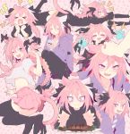  &gt;_&lt; 1boy ;d =_= animal_ears arm_warmers astolfo_(fate) bendy_straw black_footwear black_legwear black_ribbon black_skirt black_sweater blush carton cat_ears cat_tail closed_eyes closed_mouth dress drinking_straw eyebrows_visible_through_hair fang fate/apocrypha fate/grand_order fate_(series) fish food hair_between_eyes hair_ribbon hand_to_own_mouth hands_up happy heart highres holding holding_carton holding_food hood hoodie lightning_bolt loafers long_braid long_hair long_sleeves looking_at_viewer lying milk_carton multicolored_hair multiple_views neckerchief notice_lines on_stomach one_eye_closed open_mouth otoko_no_ko out_of_frame pantyhose paw_background petting pink_background pink_hair pink_neckwear pink_skirt pink_tail pink_theme plate pleated_skirt profile puffy_short_sleeves puffy_sleeves purple_hoodie purple_shirt ribbon school_uniform serafuku shirt shoes short_sleeves sitting skin_fang skirt sleeves_past_wrists slit_pupils smile sparkle srinitybeast streaked_hair striped striped_shirt sweater sweater_dress tail tail_ribbon thigh-highs unhappy v-shaped_eyebrows very_long_hair violet_eyes white_hair white_shirt 