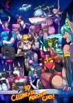  6+girls ? animal_ears animal_print bar_stool bartender beer_mug bell bell_collar belt blue_eyes bracelet brown_hair business_suit cat_girl cellphone china_dress chinese_clothes collar commentary cow_bell cow_ears cow_girl cow_horns cow_print cow_tail cyborg dark_skin demon_girl demon_horns dj dog_girl dog_tail dragon_girl dress eldritch_abomination english_commentary english_text evening_gown extra_eyes fingerless_gloves formal fountain fur fur_trim giantess gloves goo_girl headphones highres hood hoodie horns insect_girl jewelry lamia long_hair mandragora minotaur monster monster_girl multicolored_hair multiple_arms multiple_girls nail_polish navel nintendo_switch office_lady original phone phonograph piercing pointy_ears pole_dancing record ryuusei_(mark_ii) scales scylla sitting size_difference sky smartphone smile speaker spider_girl spiked_bracelet spikes star_(sky) starry_sky stool streaked_hair striped striped_legwear succubus suit tail tentacle_hair tongue tongue_out tongue_piercing turntable ufo zombie 