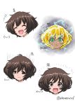  +++ 1girl :d :t =3 ^_^ akiyama_yukari alternate_hair_color angry aura blonde_hair blush brown_eyes brown_hair closed_eyes closed_mouth commentary crying crying_with_eyes_open dragon_ball dragon_ball_z electricity emoji expressions eyebrows_visible_through_hair frown fume girls_und_panzer gloom_(expression) green_eyes happy highres kamishima_kanon light_rays lightning messy_hair multiple_views open_mouth pout short_hair smile super_saiyan tears translated twitter_username v-shaped_eyebrows 