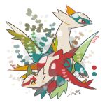  artist_name auko claws dragon full_body gen_3_pokemon latias latios looking_at_viewer no_humans poke_ball_symbol pokemon red_eyes signature simple_background smile star star-shaped_pupils symbol-shaped_pupils white_background yellow_eyes 