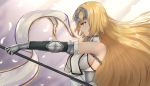  1girl armor armored_dress bao_(s_888) blonde_hair blue_eyes breasts chain commentary_request eyebrows_visible_through_hair fate/apocrypha fate/grand_order fate_(series) flag fur_trim gauntlets hair_between_eyes headpiece highres holding holding_flag jeanne_d&#039;arc_(fate) jeanne_d&#039;arc_(fate)_(all) large_breasts long_hair solo very_long_hair 