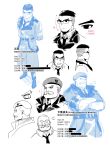 2boys absurdres beret black_hair blonde_hair blush character_name chinese_text commander_(girls_frontline) commentary_request crossed_arms facial_hair feodor_kamolovich_kamolov_(girls_frontline) girls_frontline glasses hat highres miharu_(cgsky) military military_uniform multiple_boys mustache necktie official_art sleeves_rolled_up translation_request uniform 