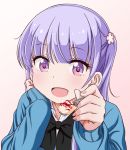  1girl bangs blue_hair blunt_bangs blush flower hair_flower hair_ornament long_hair new_game! open_mouth simple_background solo suzukaze_aoba twintails upper_body violet_eyes white_background 