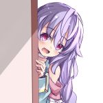  1girl blush braid choker commentary eyebrows_visible_through_hair himajin_(starmine) kami_jigen_game_neptune_v long_hair neptune_(series) open_mouth purple_hair pururut single_braid smile solo violet_eyes 