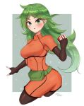  1girl ace_trainer_(pokemon) bodysuit breasts green_eyes green_hair highres pokemon pokemon_(game) pokemon_bdsp wakaba_(wata_ridley) 