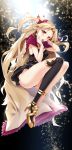  1girl asymmetrical_legwear asymmetrical_sleeves bangs between_breasts black_background black_legwear black_leotard blonde_hair breasts cape commentary_request detached_collar earrings ereshkigal_(fate/grand_order) fate/grand_order fate_(series) from_side full_body fur-trimmed_cape fur_trim gold_trim hand_on_own_face highres hoop_earrings jewelry leotard long_hair looking_at_viewer multicolored multicolored_cape multicolored_clothes necklace open_mouth parted_bangs red_cape red_eyes red_ribbon ribbon sasakuma_kyouta single_sleeve single_thighhigh skull solo spine thigh-highs thighs tiara two_side_up yellow_cape 
