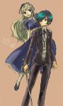  alice_(smt) arisato_minato bad_id blonde_hair blue_hair dress long_hair persona persona_3 poppo poppo_(pixiv41327) sword weapon 