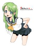  green_hair oekaki onija_taro onija_tarou school_uniform serafuku smile 