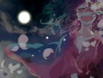  closed_eyes cloud clouds full_moon moon night night_sky pink_hair popoin saigyouji_yuyuko saigyouji_yuyuko_(living) sky solo tears touhou 