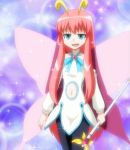  butterfly_wings cap fairy_wings hiratsuka_raichou kyouran_kazoku_nikki long_hair navel pantyhose pink_hair screencap stitch stitched wings 