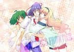  blue_hair long_hair macross macross_frontier ranka_lee saotome_alto sheryl_nome wink 