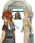  bell blonde_hair chrono_trigger crono headband jewelry marle pendant ponytail red_hair redhead san_moto 