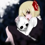  blonde_hair dress licking morbid ribbon ribbons rumia short_hair skull touhou yarebadekiruko 