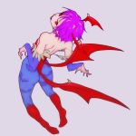  capcom egawa_satsuki lilith_aensland pantyhose print_pantyhose purple_hair red_eyes satsuki_(dorowa) short_hair vampire_(game) wings 