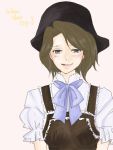 alternate_costume blush brown_hair frills hat ribbon shannon short_hair smile solo umineko_no_naku_koro_ni 
