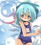  cirno ponytail school_swimsuit solo swimsuit touhou ⑨ 