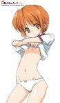 flat_chest no_bra oekaki onija_taro onija_tarou orange_hair panties shirt_lift short_hair underwear white_panties 