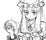 blush bow bust gift hair_bow hat ket-c long_hair monochrome patchouli_knowledge touhou 