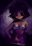  bandeau bandeau_bikini bare_shoulders brown_eyes dark dark_skin fushigi_no_umi_no_nadia jewelry midriff nadia neck_ring necklace purple_hair short_hair tubetop 