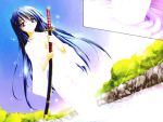  breasts himari japanese_clothes kimono long_hair matra_milan omamori_himari purple_eyes sword violet_eyes water weapon 