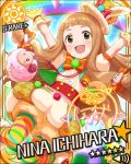  blush brown_hair character_name closed_eyes dress ichihara_nina idolmaster idolmaster_cinderella_girls long_hair smile stars 