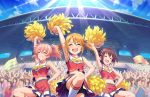  blush brown_eyes cheerleader group idolmaster_cinderella_girls_starlight_stage orange_hair shirt short_hair sports yuuki_haru 