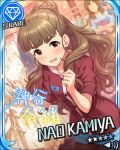  blush brown_hair character_name dress idolmaster idolmaster_shiny_colors kamiya_nao long_hair red_eyes smile stars 