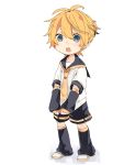  1boy :o blonde_hair bright_pupils chibi hands_clasped hands_together kagamine_len kuronyanko own_hands_together ponytail sailor_collar vocaloid wide-eyed 