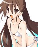  1girl bare_shoulders bikini blush body_blush breasts brown_eyes brown_hair disgaea iwasi-r kazamatsuri_fuuka long_hair makai_senki_disgaea_4 open_mouth small_breasts smile swimsuit twintails very_long_hair white_bikini 