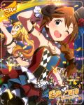  blue_eyes blush braid brown_hair dress idolmaster_million_live!_theater_days konomi_baba long_hair smile strapless_dress wink 