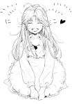  1girl 369-chan botan_(yuu_yuu_hakusho) commentary_request heart heart_pillow long_hair monochrome open_mouth pillow simple_background smile solo undershirt white_background yuu_yuu_hakusho 
