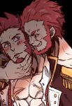  2boys bara beard bisexual_(male) facial_hair fate/grand_order fate_(series) highres iskandar/napoleon iskandar_(fate) male_focus mori_aoi multiple_boys muscle napoleon_bonaparte_(fate/grand_order) pants redhead rider_(fate/zero) yaoi 