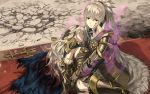  armor armored_boots black_footwear black_gloves black_hairband black_panties black_sleeves blood blood_on_face bloody_hair boots breasts broken broken_sword broken_weapon day detached_sleeves female_my_unit_(fire_emblem_if) fire_emblem fire_emblem_if frilled_sleeves frills gloves hair_ribbon hairband injury long_hair long_sleeves medium_breasts mooncanopy my_unit_(fire_emblem_if) outdoors panties pointy_ears red_eyes red_ribbon ribbon sideboob silver_hair sword takumi_(fire_emblem_if) thigh-highs thigh_boots underwear very_long_hair weapon 