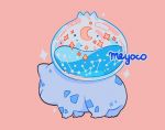  artist_name bulbasaur constellation crescent_moon facing_away gen_1_pokemon liquid meyoco moon no_humans pink_background pokemon pokemon_(creature) simple_background sparkle star_(sky) transparent 