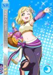  blonde_hair blush character_name dress love_live!_school_idol_festival love_live!_sunshine!! ohara_mari short_hair smile yellow_eyes 