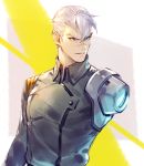  1boy bomssp detached_arm error grey_eyes grey_hair highres hyakujuu-ou_golion male_focus military military_uniform prosthesis prosthetic_arm scar silver_hair solo spoilers takashi_shirogane uniform upper_body voltron:_legendary_defender white_hair 